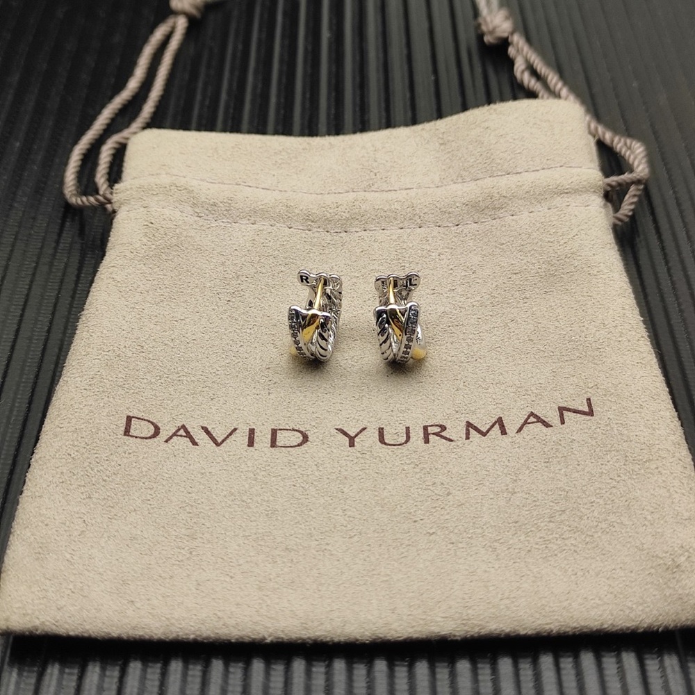 David ✨Yurman Two-Tone Cable Knot Cuff Links — Silver & Gold